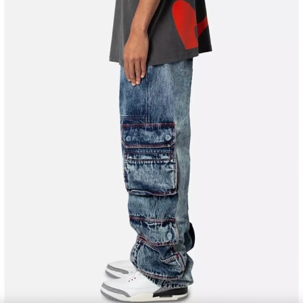 MNML Cargo Jeans 29 Blue - Picture 4 of 16